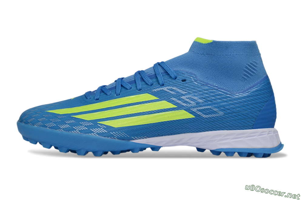 Men's Adidas F50 Elite Mid TF Football Shoes - Blue/Electric Yellow/Cyan 0