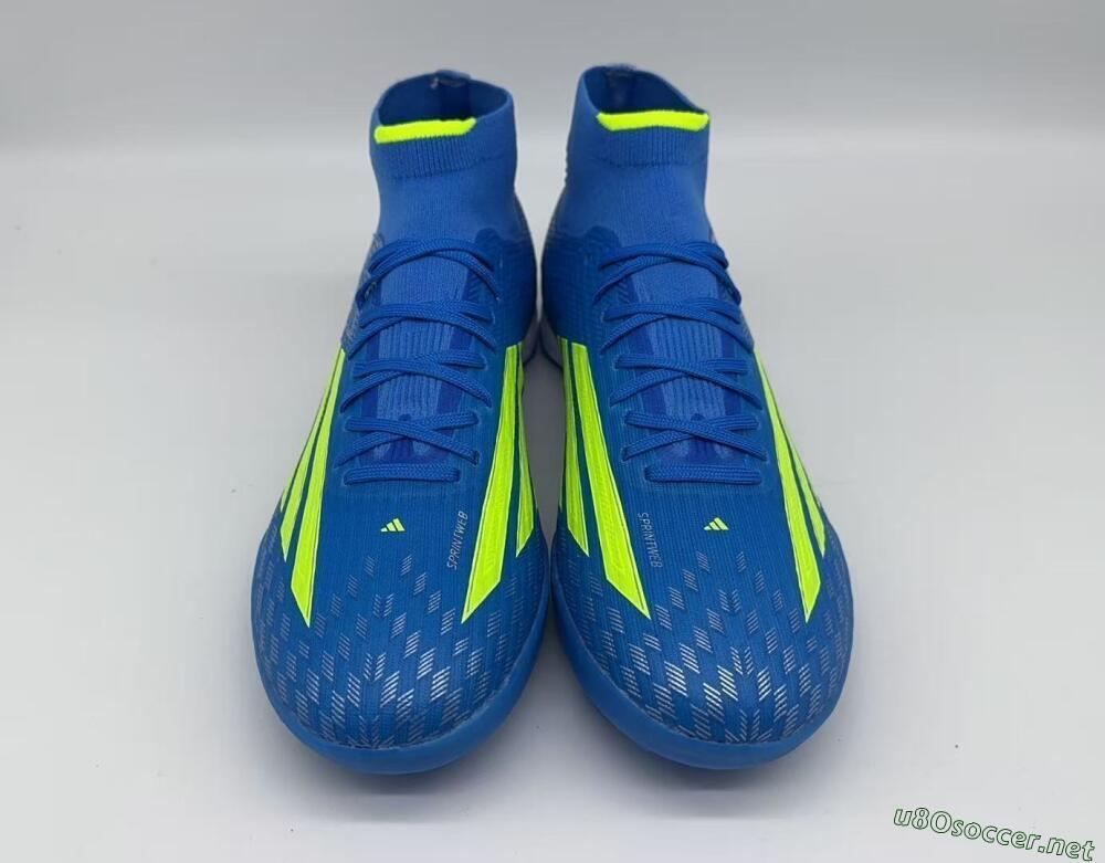 Men's Adidas F50 Elite Mid TF Football Shoes - Blue/Electric Yellow/Cyan
