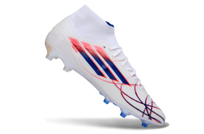 Men's Adidas F50 Elite Mid FG Football Boots - White/Electric Red/Deep Blue