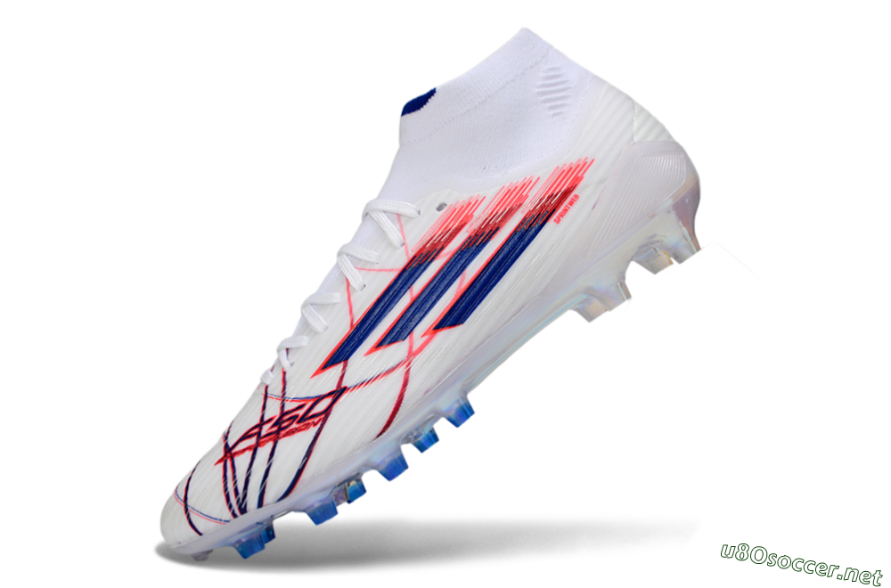 Men's Adidas F50 Elite Mid FG Football Boots - White/Electric Red/Deep Blue 5