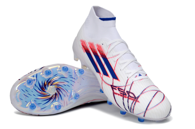 Men's Adidas F50 Elite Mid FG Football Boots - White/Electric Red/Deep Blue