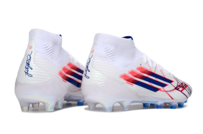 Men's Adidas F50 Elite Mid FG Football Boots - White/Electric Red/Deep Blue