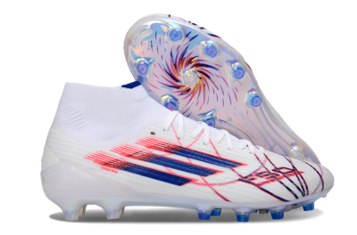 Men's Adidas F50 Elite Mid FG Football Boots - White/Electric Red/Deep Blue