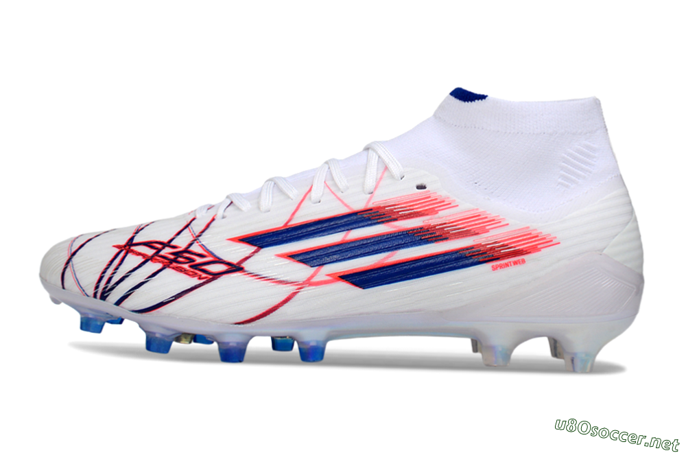 Men's Adidas F50 Elite Mid FG Football Boots - White/Electric Red/Deep Blue 0