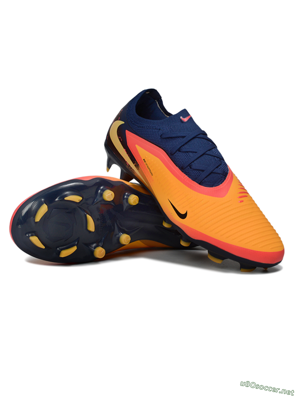 Unisex Nike Phantom 6 Elite Low FG Football Boots - Orange/Navy Blue/Crimson Red 3