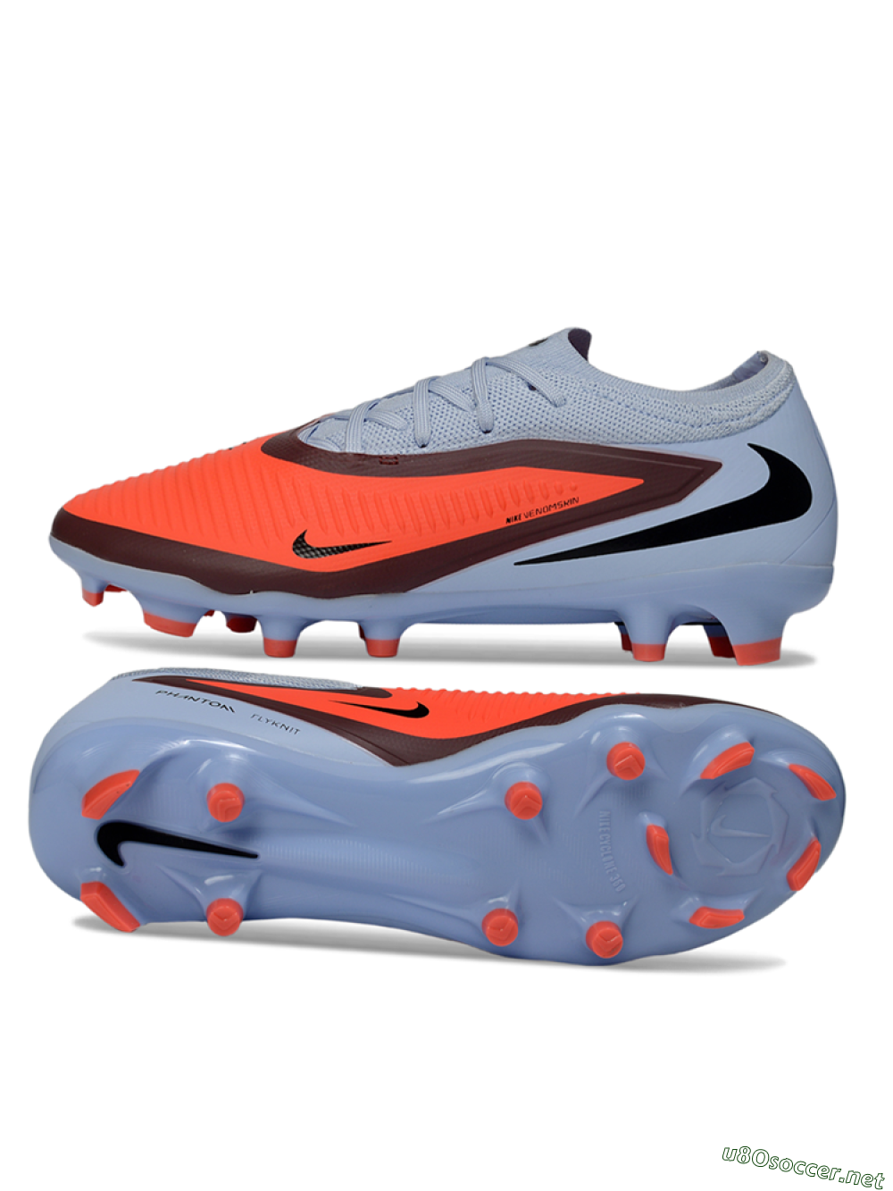 Unisex Nike Phantom 6 Elite Low FG Football Boots - Orange/Sky Blue/Brick Red 1