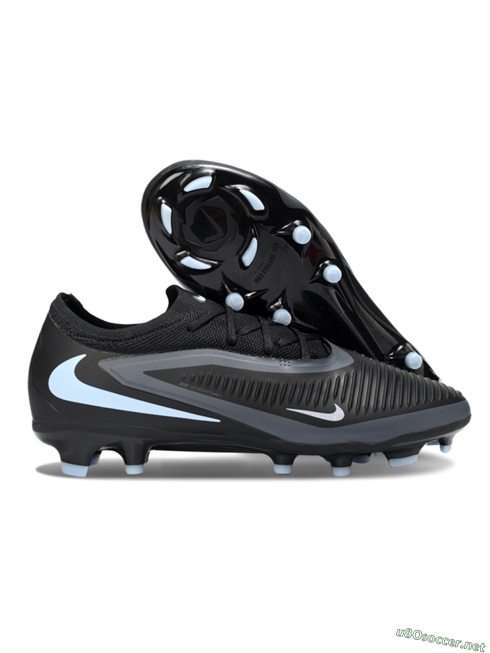 Unisex Nike Phantom 6 Elite Low FG Football Boots - Black/Cool Gray/Light Blue 2