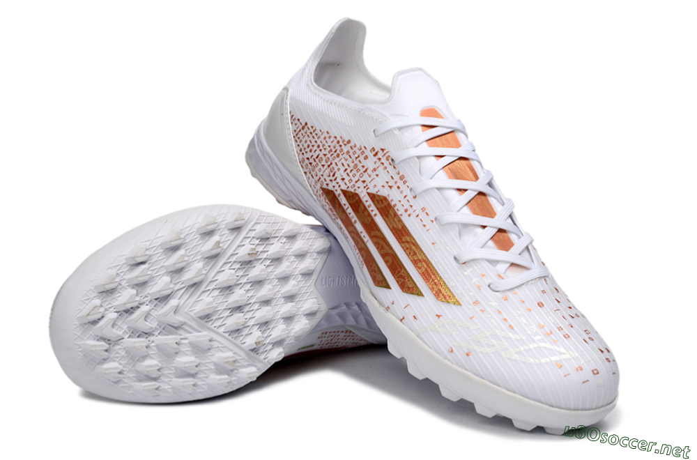 Unisex Adidas F50 Elite TF Football Shoes - White/Rose Gold/Light Grey 3