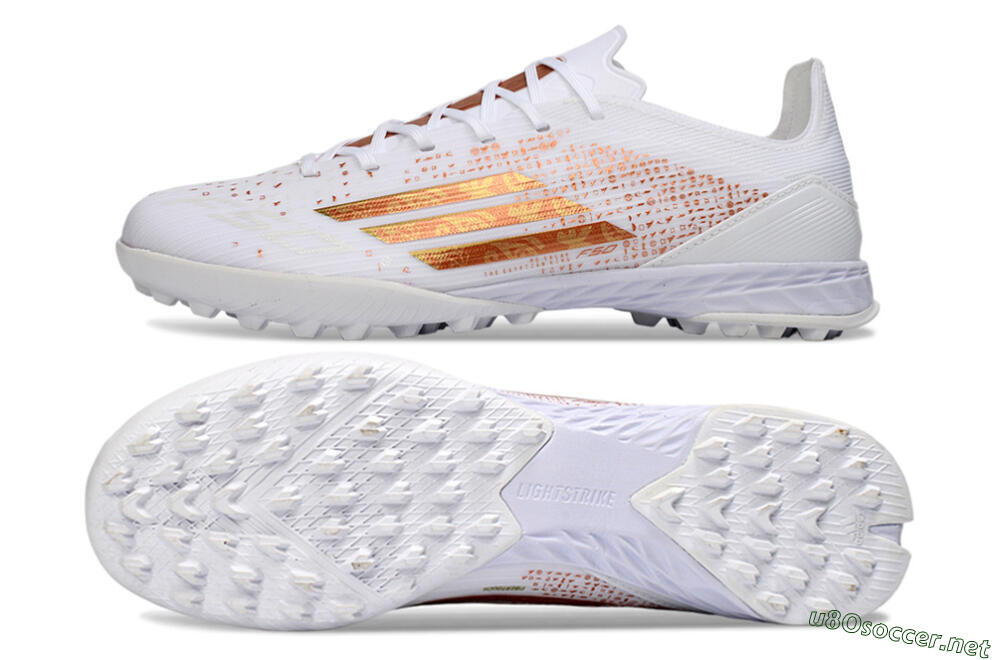 Unisex Adidas F50 Elite TF Football Shoes - White/Rose Gold/Light Grey 1