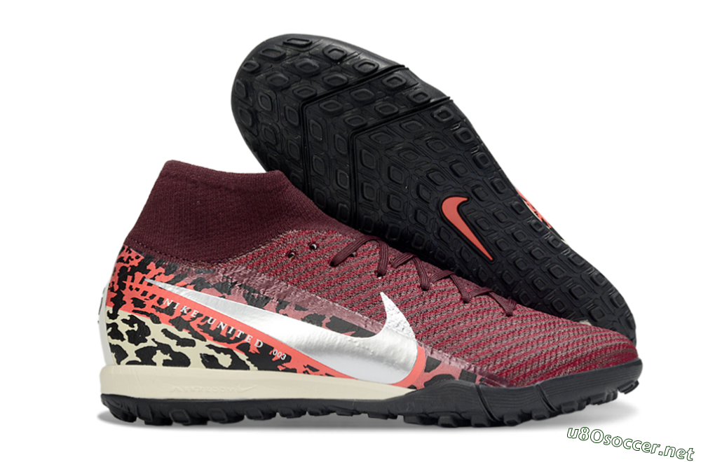 Unisex Nike Air Zoom Mercurial Superfly 10 Elite TF Football Shoes - Red/Berry Red/Black Leopard 2