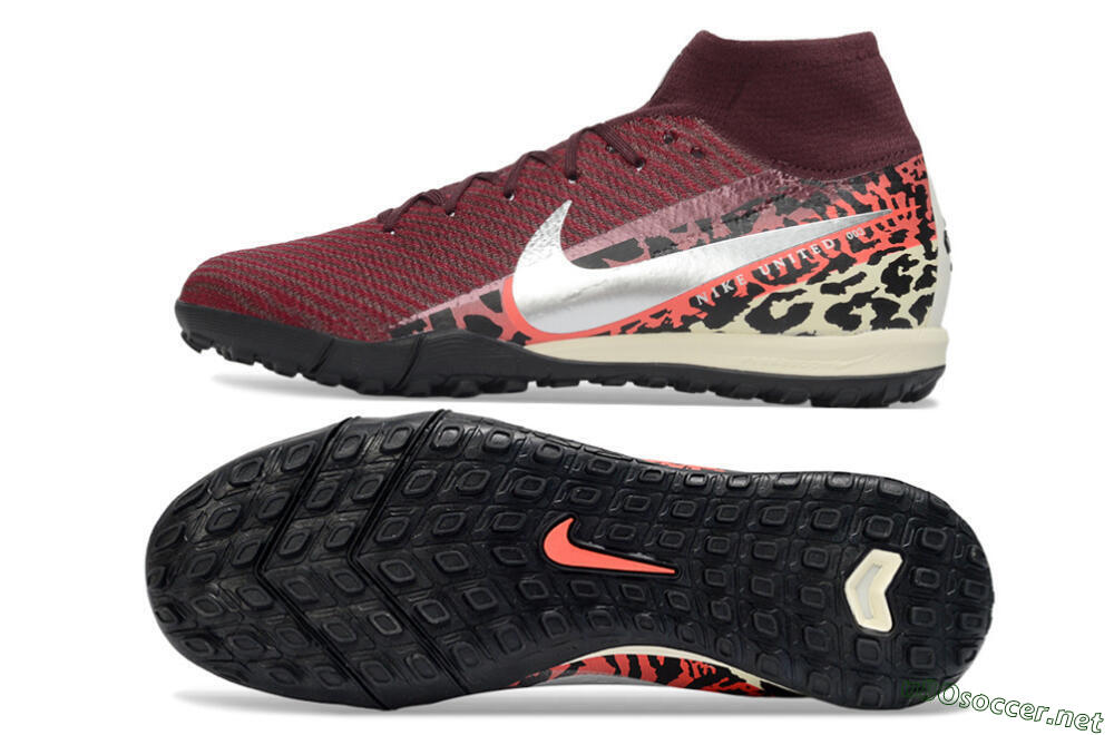 Unisex Nike Air Zoom Mercurial Superfly 10 Elite TF Football Shoes - Red/Berry Red/Black Leopard 1