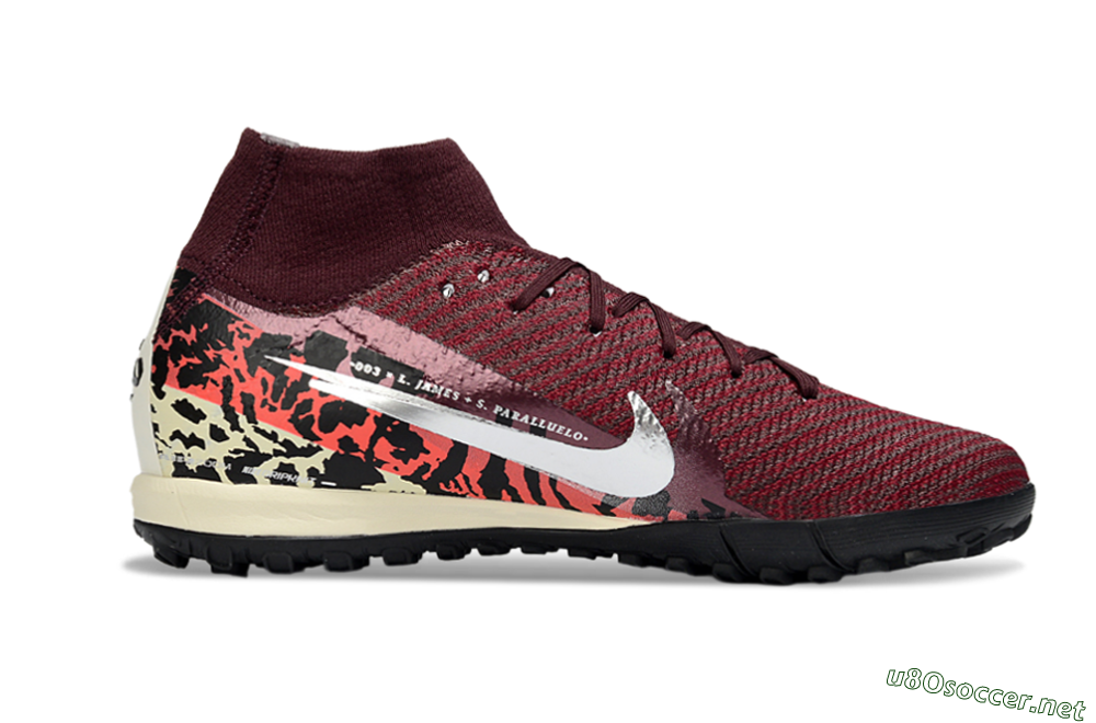 Unisex Nike Air Zoom Mercurial Superfly 10 Elite TF Football Shoes - Red/Berry Red/Black Leopard 7