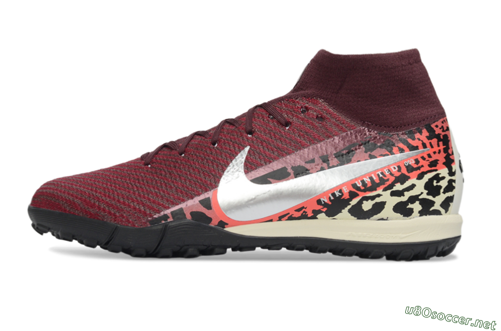 Unisex Nike Air Zoom Mercurial Superfly 10 Elite TF Football Shoes - Red/Berry Red/Black Leopard 0
