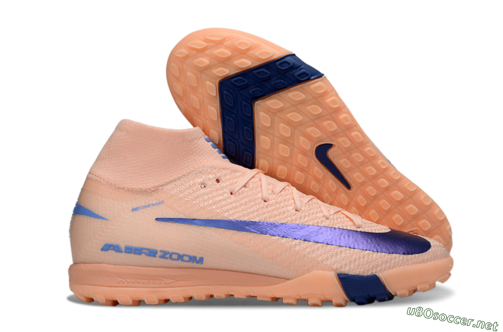 Unisex Nike Air Zoom Mercurial Superfly 10 Elite TF Football Shoes - Peach/Royal Blue/Soft Coral 2