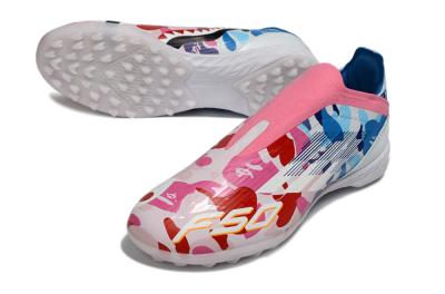 Unisex Adidas F50 Elite Laceless TF Football Shoes - Pink/Ocean Blue/Coral Pink