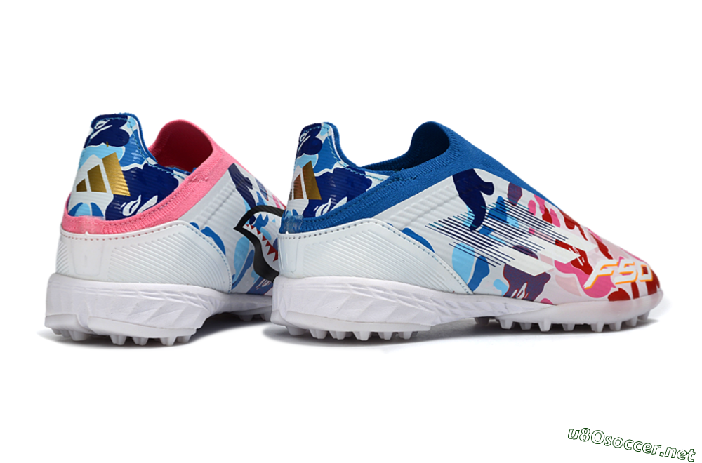 Unisex Adidas F50 Elite Laceless TF Football Shoes - Pink/Ocean Blue/Coral Pink 7