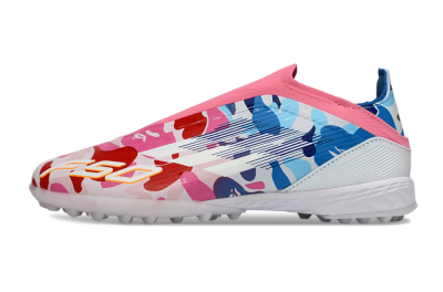 Unisex Adidas F50 Elite Laceless TF Football Shoes - Pink/Ocean Blue/Coral Pink