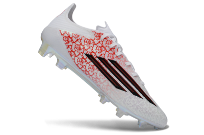 Unisex Adidas F50 Elite FG Football Boots - White/Crimson Rose/Iridescent Sparkle