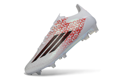 Unisex Adidas F50 Elite FG Football Boots - White/Crimson Rose/Iridescent Sparkle