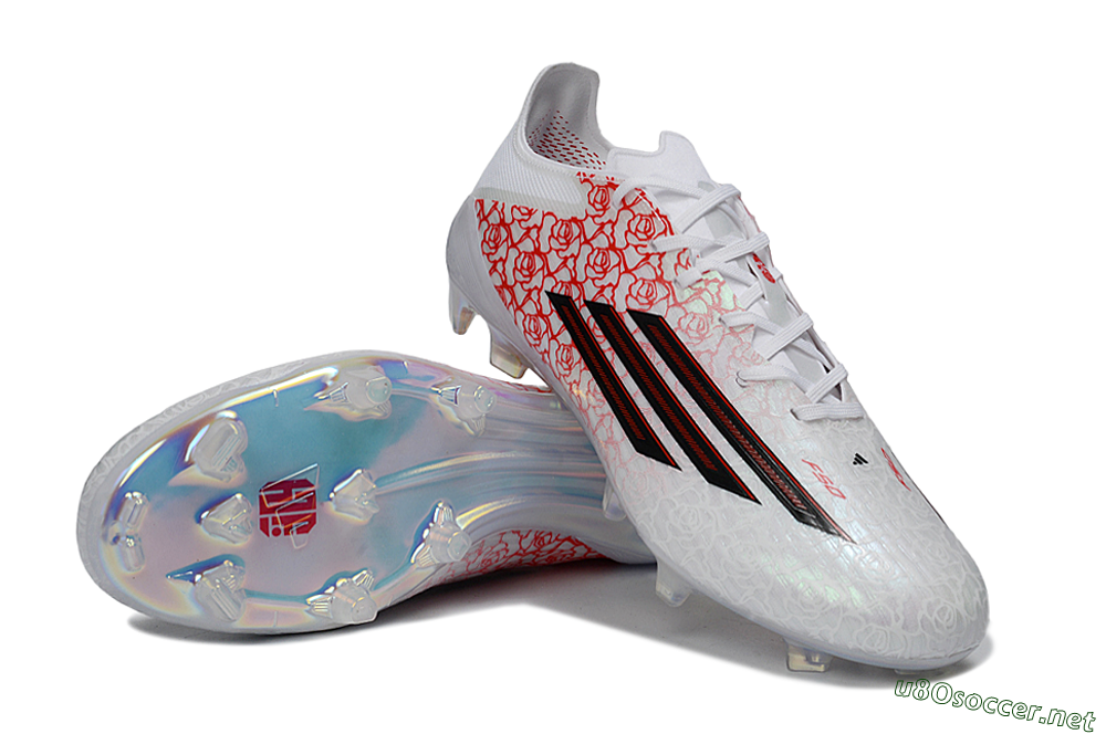 Unisex Adidas F50 Elite FG Football Boots - White/Crimson Rose/Iridescent Sparkle 3