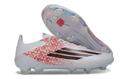 Unisex Adidas F50 Elite FG Football Boots - White/Crimson Rose/Iridescent Sparkle