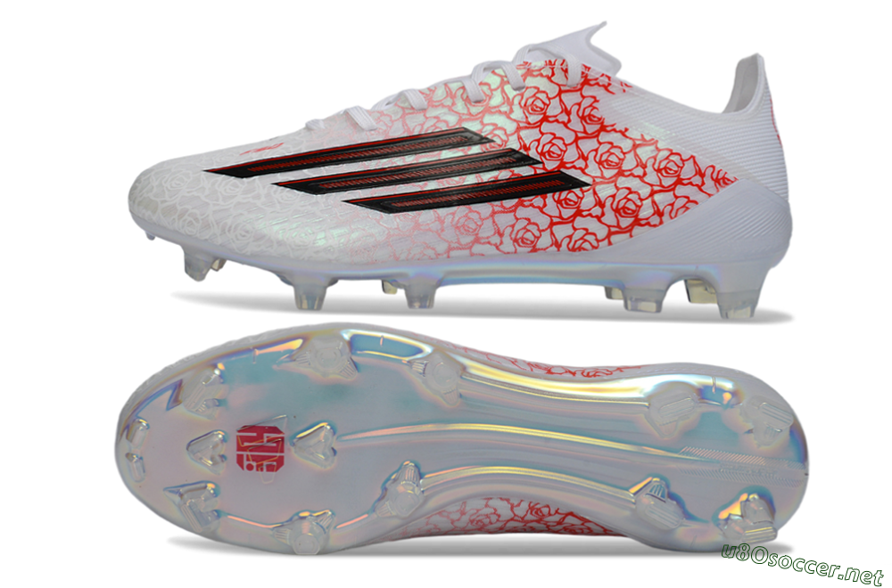 Unisex Adidas F50 Elite FG Football Boots - White/Crimson Rose/Iridescent Sparkle 1