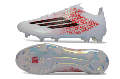 Unisex Adidas F50 Elite FG Football Boots - White/Crimson Rose/Iridescent Sparkle