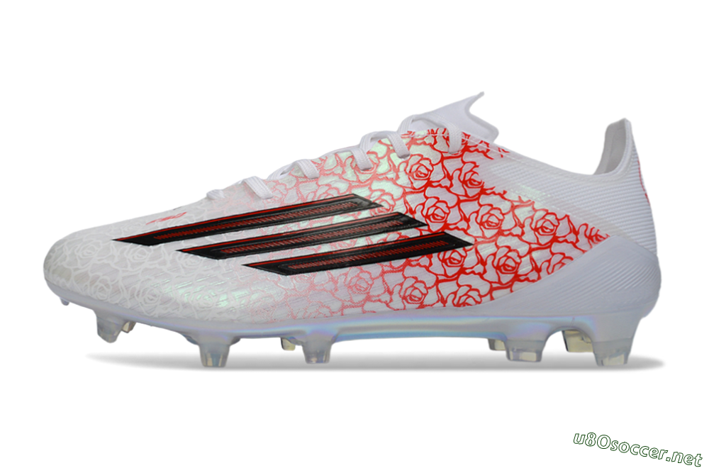 Unisex Adidas F50 Elite FG Football Boots - White/Crimson Rose/Iridescent Sparkle 0