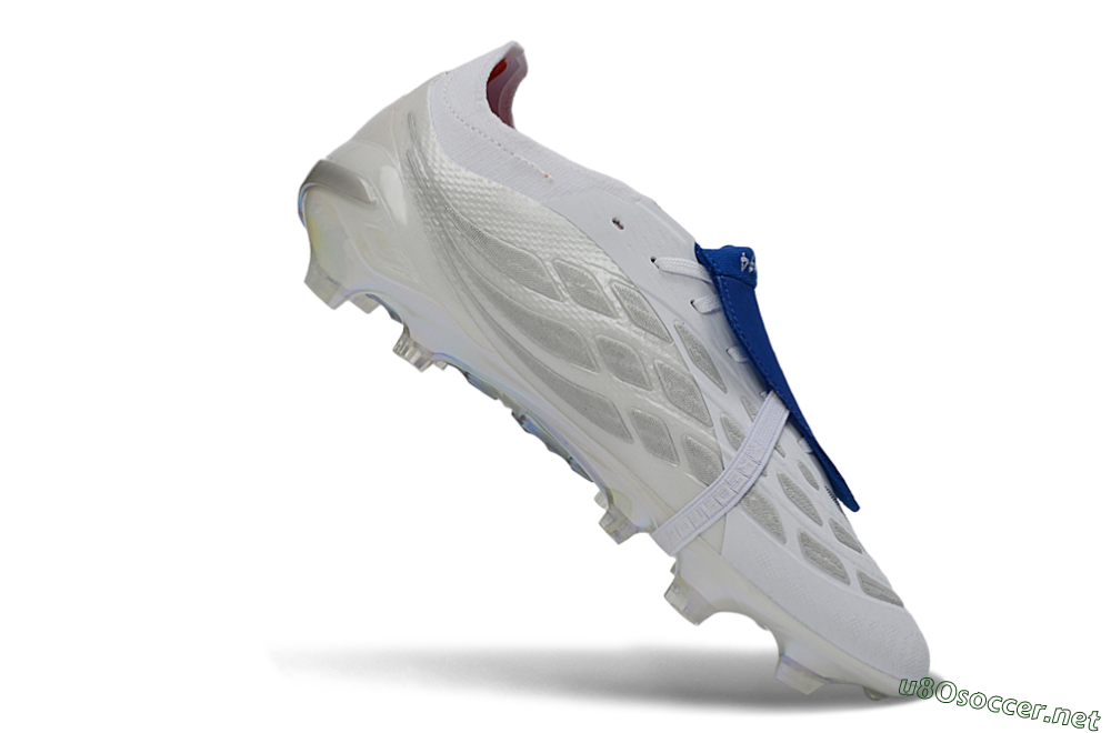 Unisex Adidas Predator 26 Elite Fold-Over Tongue FG Football Boots - White/Royal Blue/Metallic Silver 4