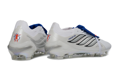 Unisex Adidas Predator 26 Elite Fold-Over Tongue FG Football Boots - White/Royal Blue/Metallic Silver