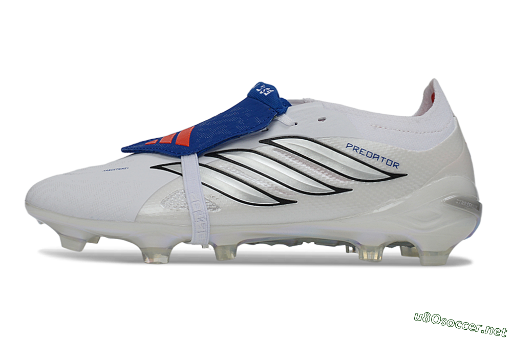 Unisex Adidas Predator 26 Elite Fold-Over Tongue FG Football Boots - White/Royal Blue/Metallic Silver 0