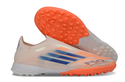 Men's Adidas F50 Pro Laceless TF Football Shoes - Pink/Coral Splash/Deep Ocean