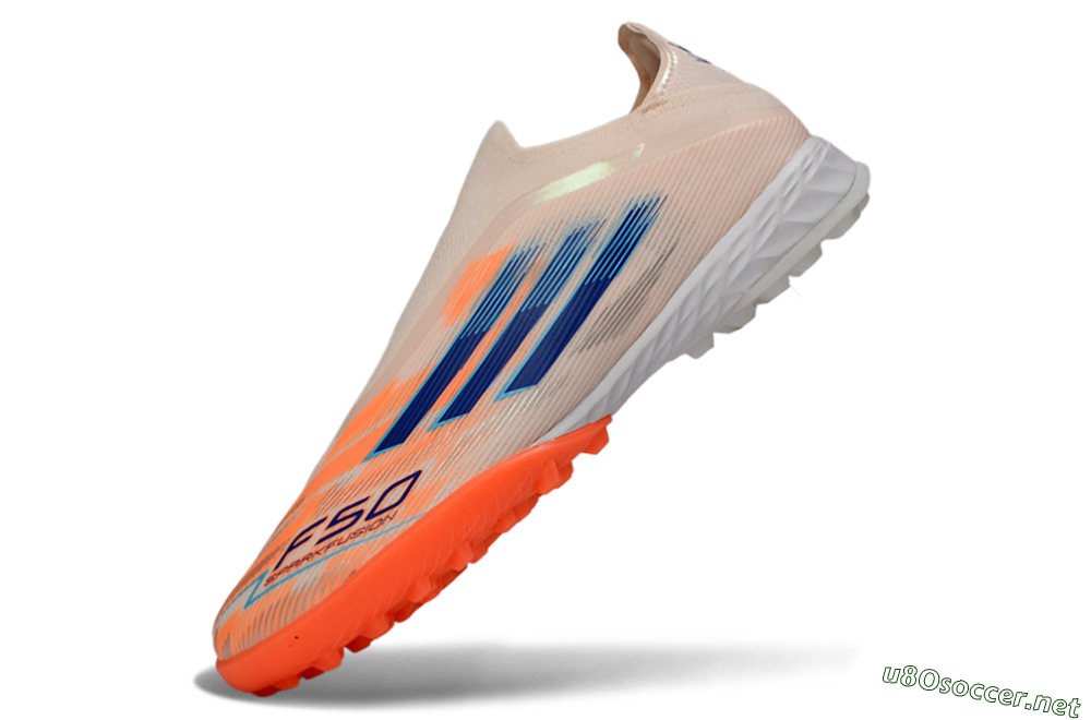 Men's Adidas F50 Pro Laceless TF Football Shoes - Pink/Coral Splash/Deep Ocean 5