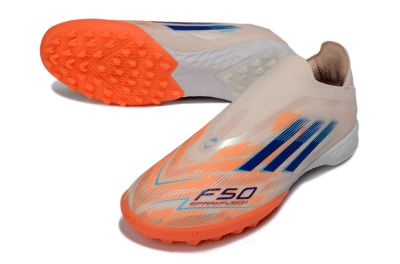 Men's Adidas F50 Pro Laceless TF Football Shoes - Pink/Coral Splash/Deep Ocean