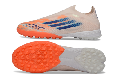 Men's Adidas F50 Pro Laceless TF Football Shoes - Pink/Coral Splash/Deep Ocean