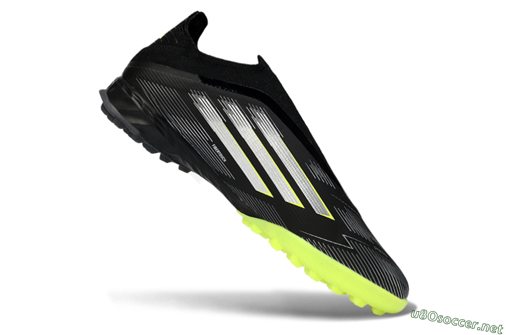 Men's Adidas F50 Pro Laceless TF Football Shoes - Black/Electric Yellow/Neon Green 4