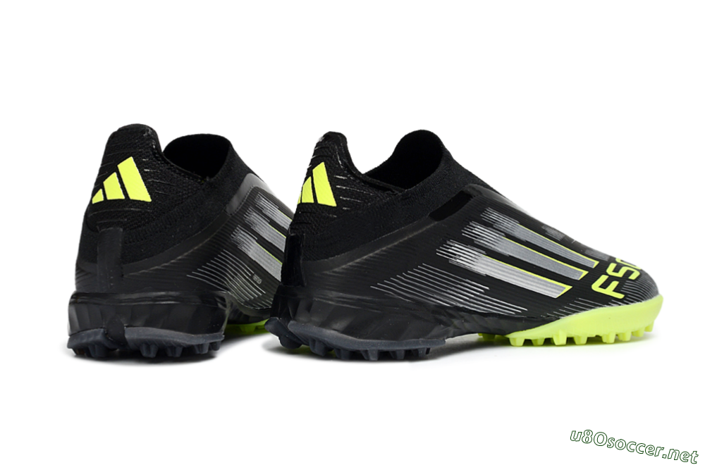 Men's Adidas F50 Pro Laceless TF Football Shoes - Black/Electric Yellow/Neon Green 6