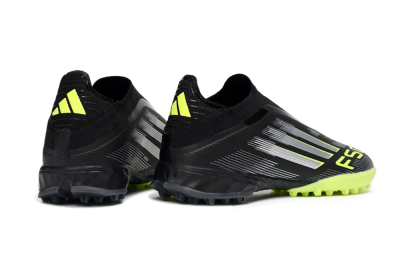Men's Adidas F50 Pro Laceless TF Football Shoes - Black/Electric Yellow/Neon Green
