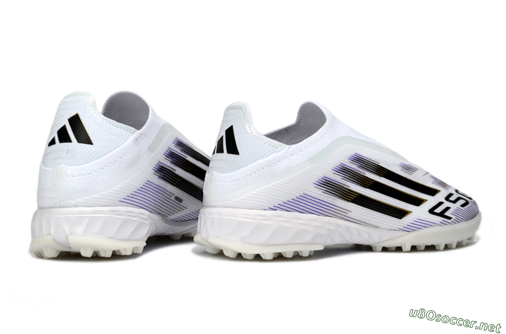 Men's Adidas F50 Pro Laceless TF Football Shoes - White/Black/Gold 6