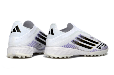 Men's Adidas F50 Pro Laceless TF Football Shoes - White/Black/Gold