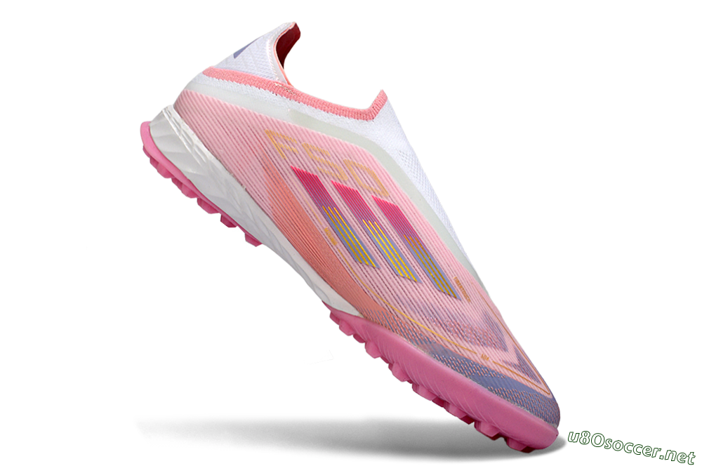 Men's Adidas F50 Pro Laceless TF Football Shoes - Pink/Blush Pink/Soft Coral 4