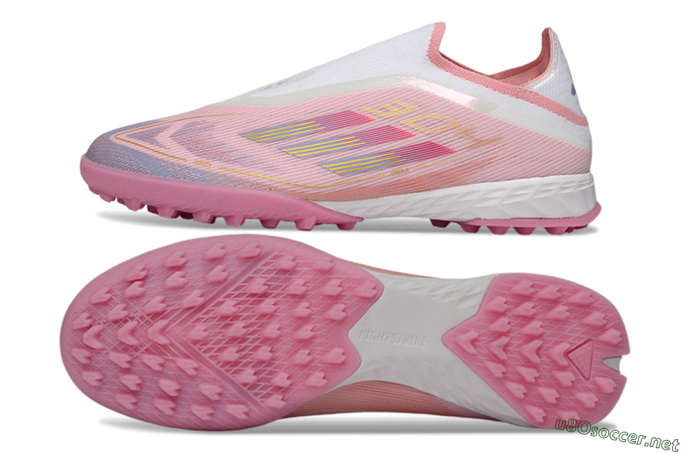 Men's Adidas F50 Pro Laceless TF Football Shoes - Pink/Blush Pink/Soft Coral 1