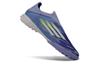 Men's Adidas F50 Pro Laceless TF Football Shoes - Purple/Vibrant Lilac/Neon Yellow