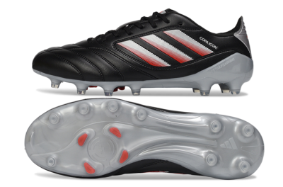Men's Adidas Copa Icon 2 FG Football Boots - Black/Crimson Red/Metallic Silver