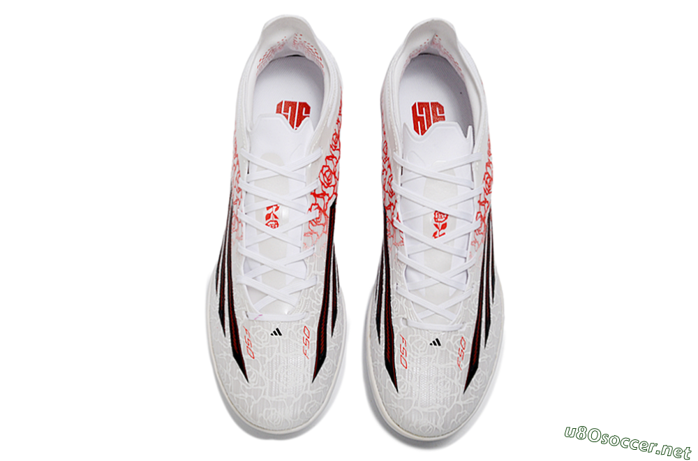 Unisex Adidas F50 Pro TF Football Shoes - White/Crimson Red/Black 4