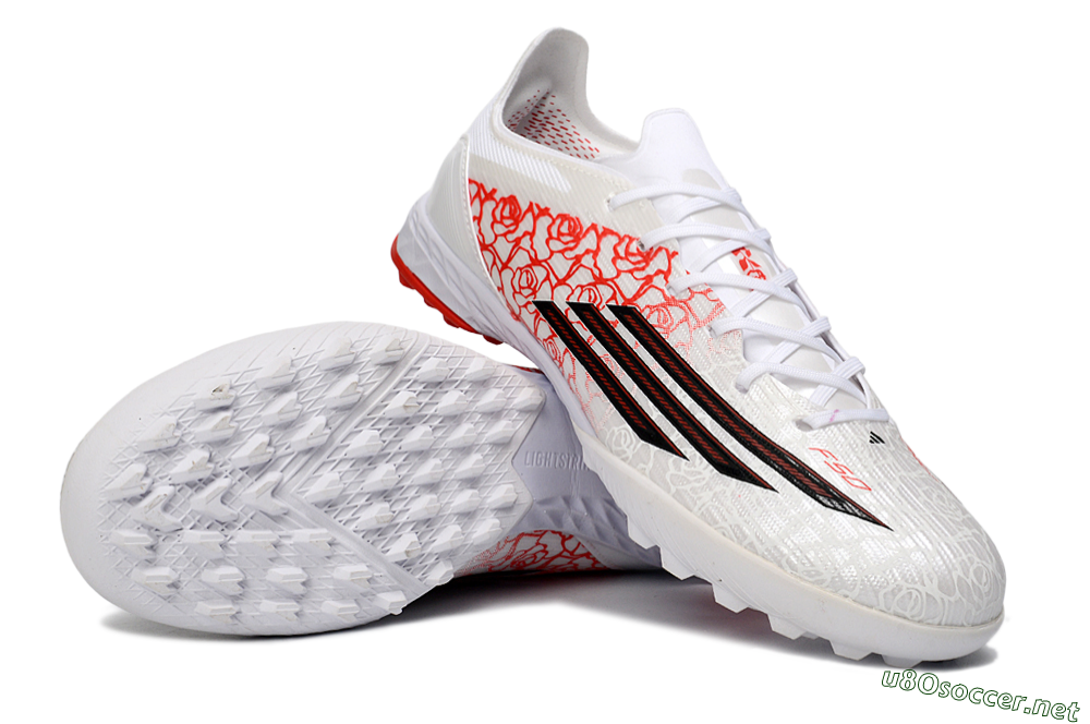 Unisex Adidas F50 Pro TF Football Shoes - White/Crimson Red/Black 3