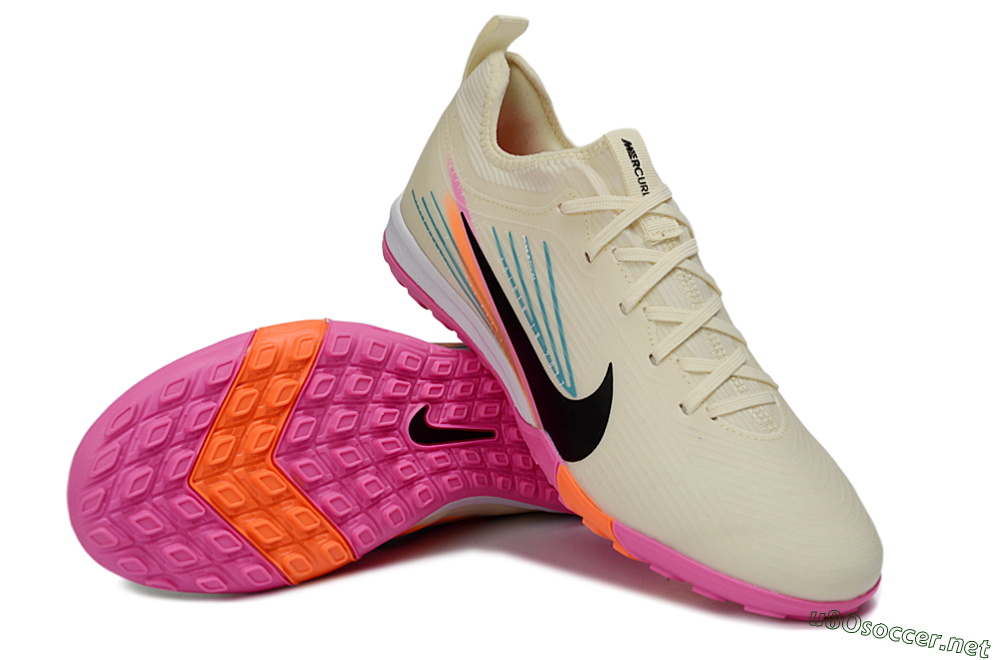 Unisex Nike Air Zoom Mercurial Vapor 16 Pro TF Football Shoes - Beige/Neon Pink/Luminous Orange 4