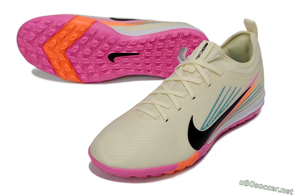 Unisex Nike Air Zoom Mercurial Vapor 16 Pro TF Football Shoes - Beige/Neon Pink/Luminous Orange 3
