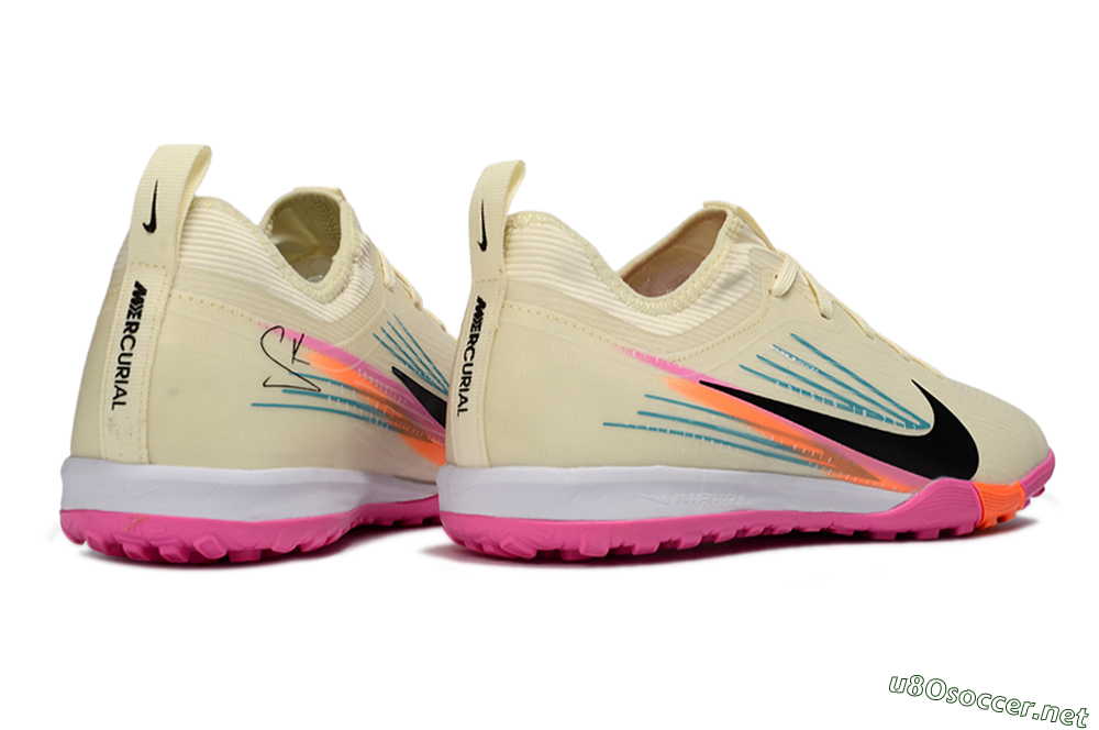 Unisex Nike Air Zoom Mercurial Vapor 16 Pro TF Football Shoes - Beige/Neon Pink/Luminous Orange 7