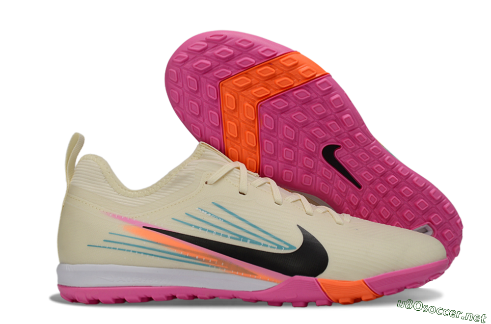 Unisex Nike Air Zoom Mercurial Vapor 16 Pro TF Football Shoes - Beige/Neon Pink/Luminous Orange 2